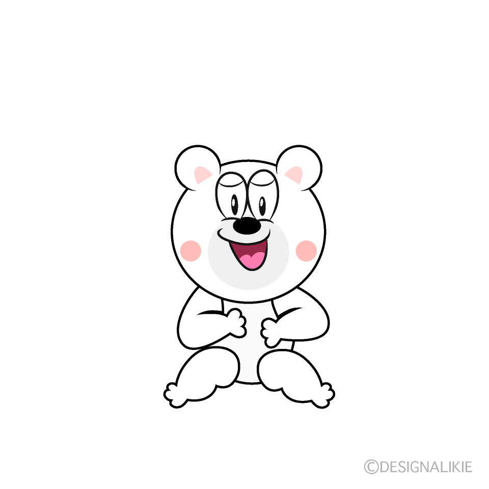 かわいい笑うシロクマのイラスト素材 Illustcute