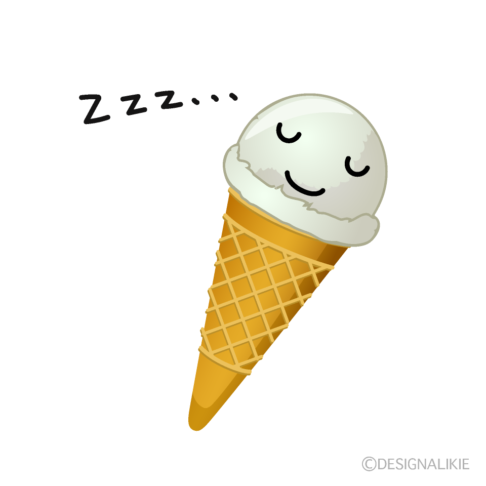 かわいい寝るアイスクリームのイラスト素材 Illustcute