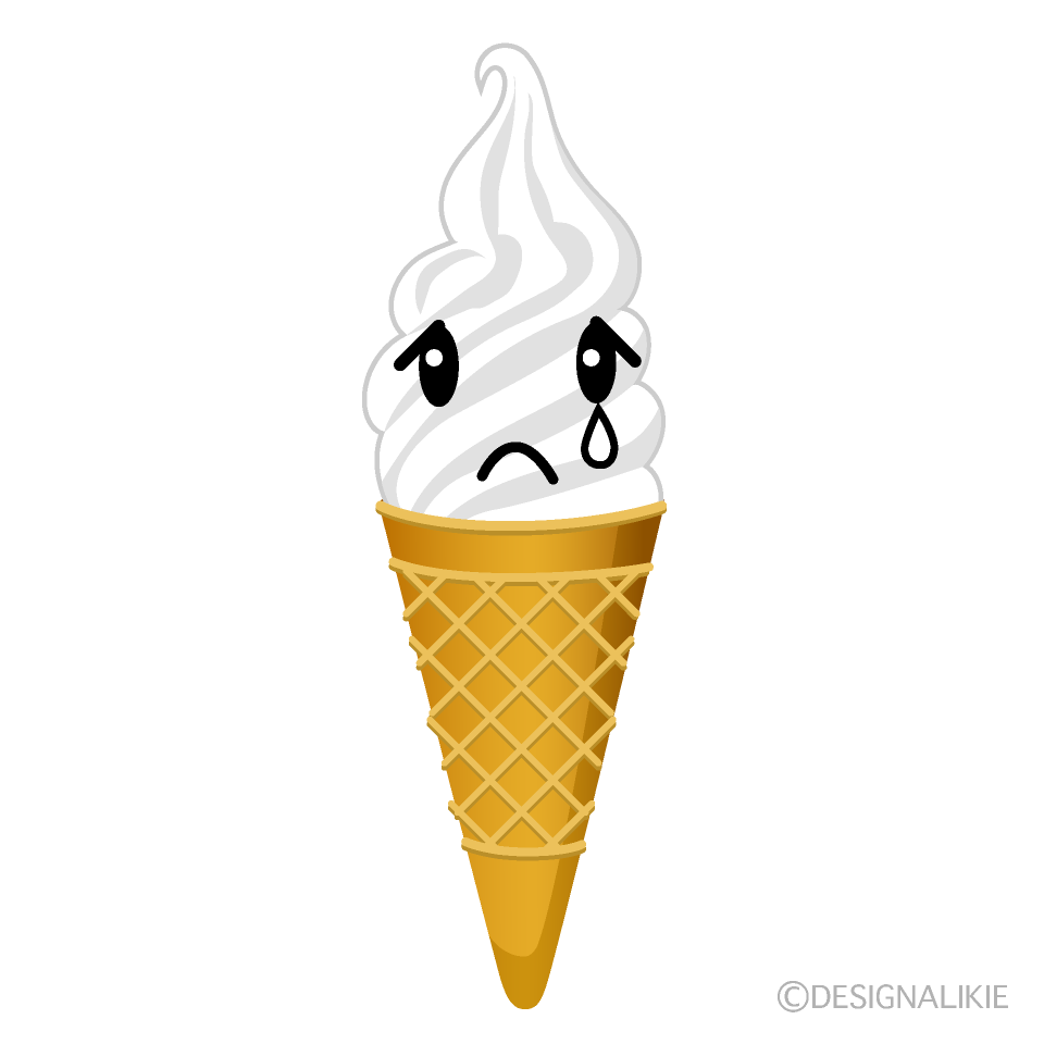 かわいい泣くアイスクリームのイラスト素材 Illustcute