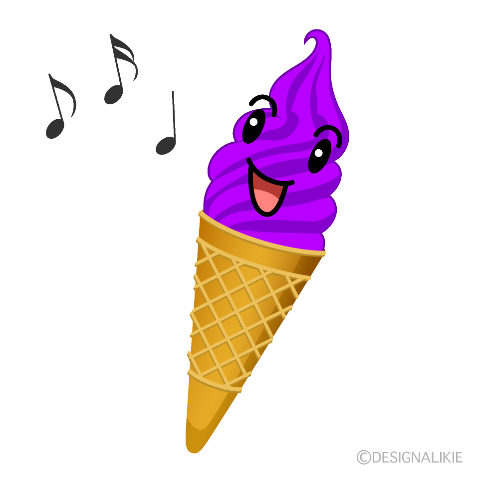 かわいい歌うソフトクリームのイラスト素材 Illustcute