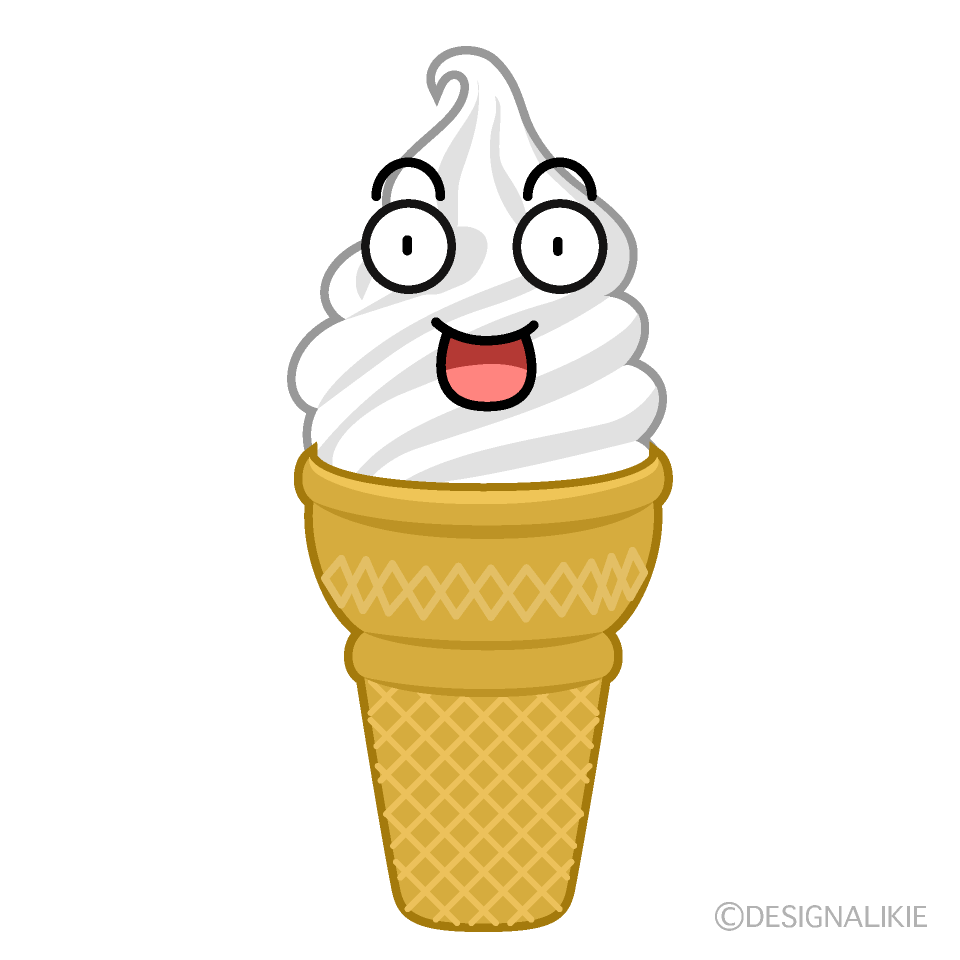 かわいい驚くソフトクリームのイラスト素材 Illustcute