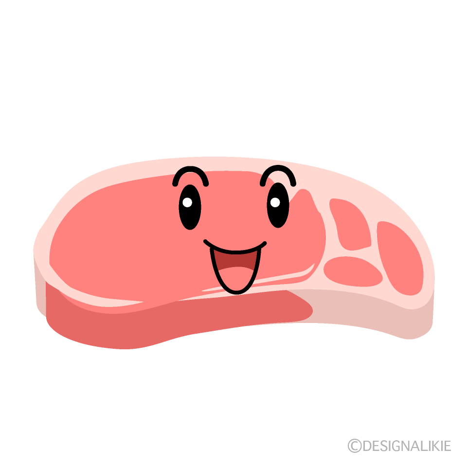 かわいい笑顔の豚肉イラスト