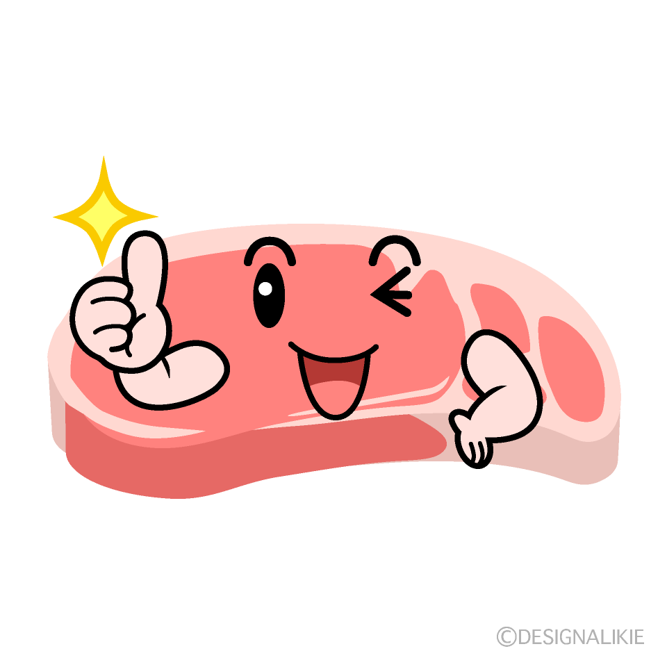 かわいいいいねする豚肉イラスト