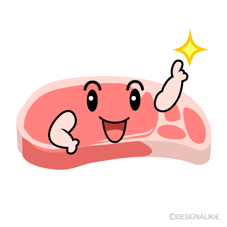 かわいい指差しする豚肉イラスト