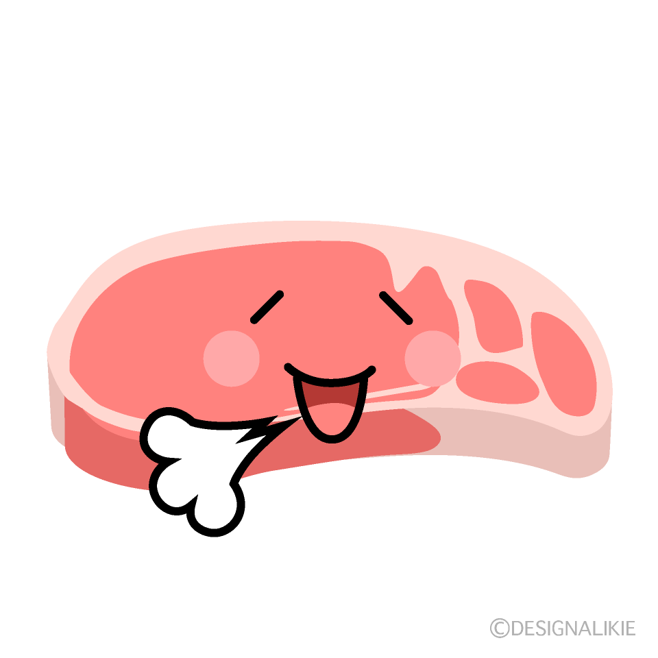 かわいいほっとする豚肉イラスト