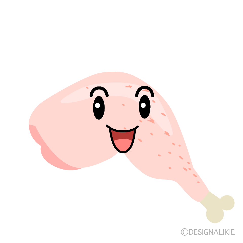 かわいい笑顔の鶏肉イラスト