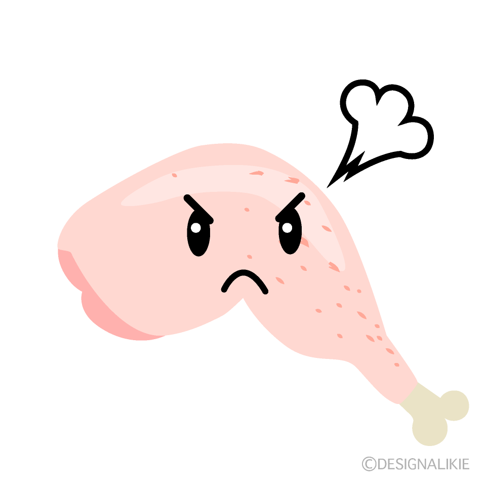 かわいい怒る鶏肉イラスト