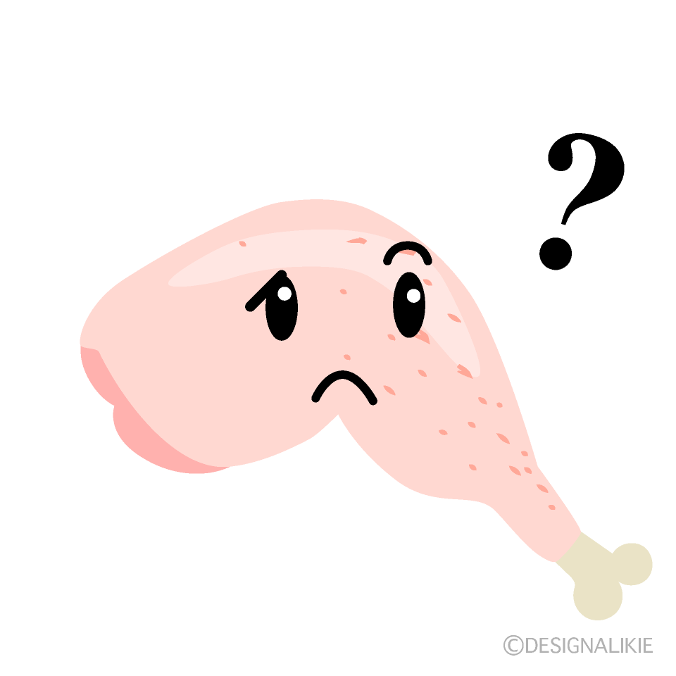 かわいい考える鶏肉イラスト