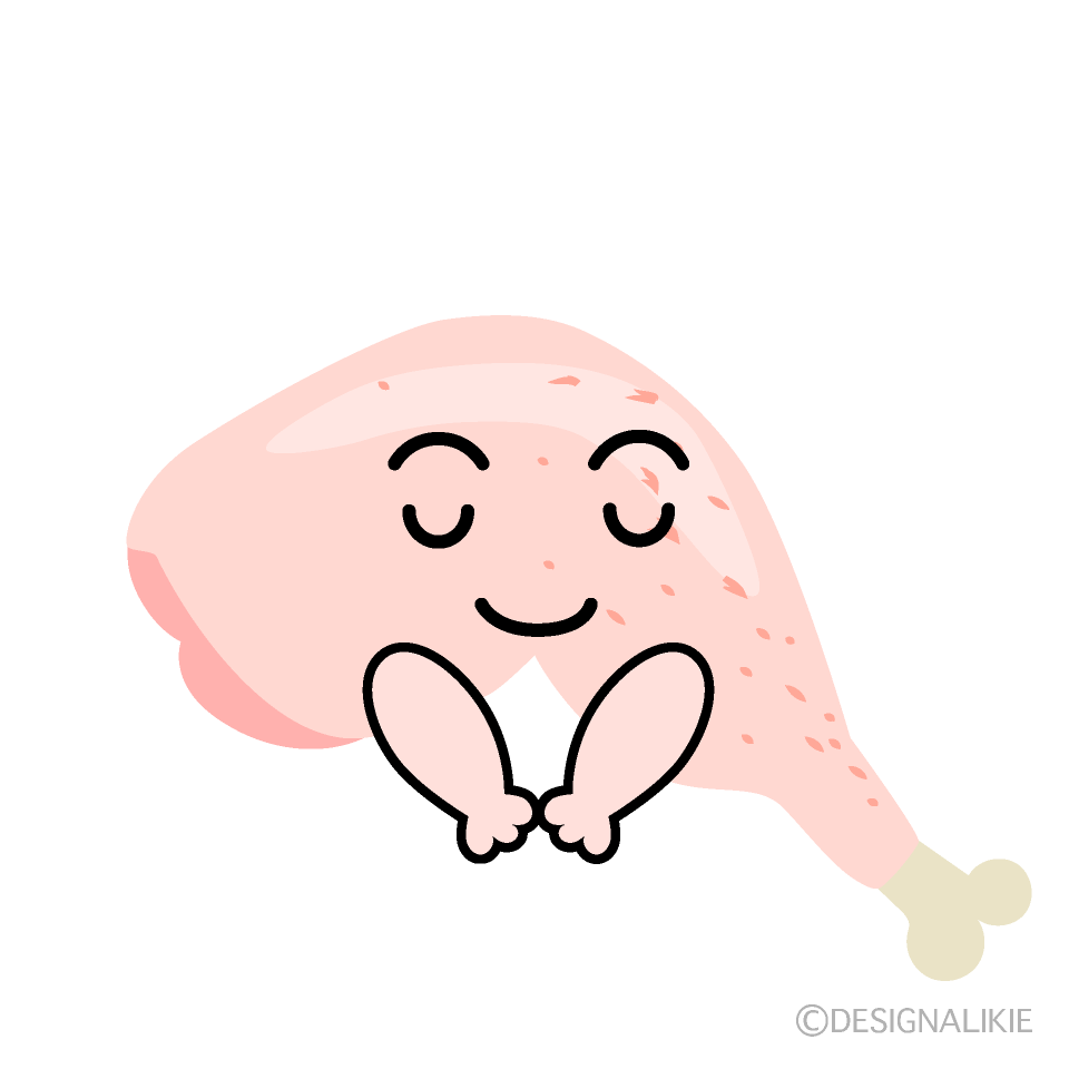 かわいいお辞儀する鶏肉イラスト