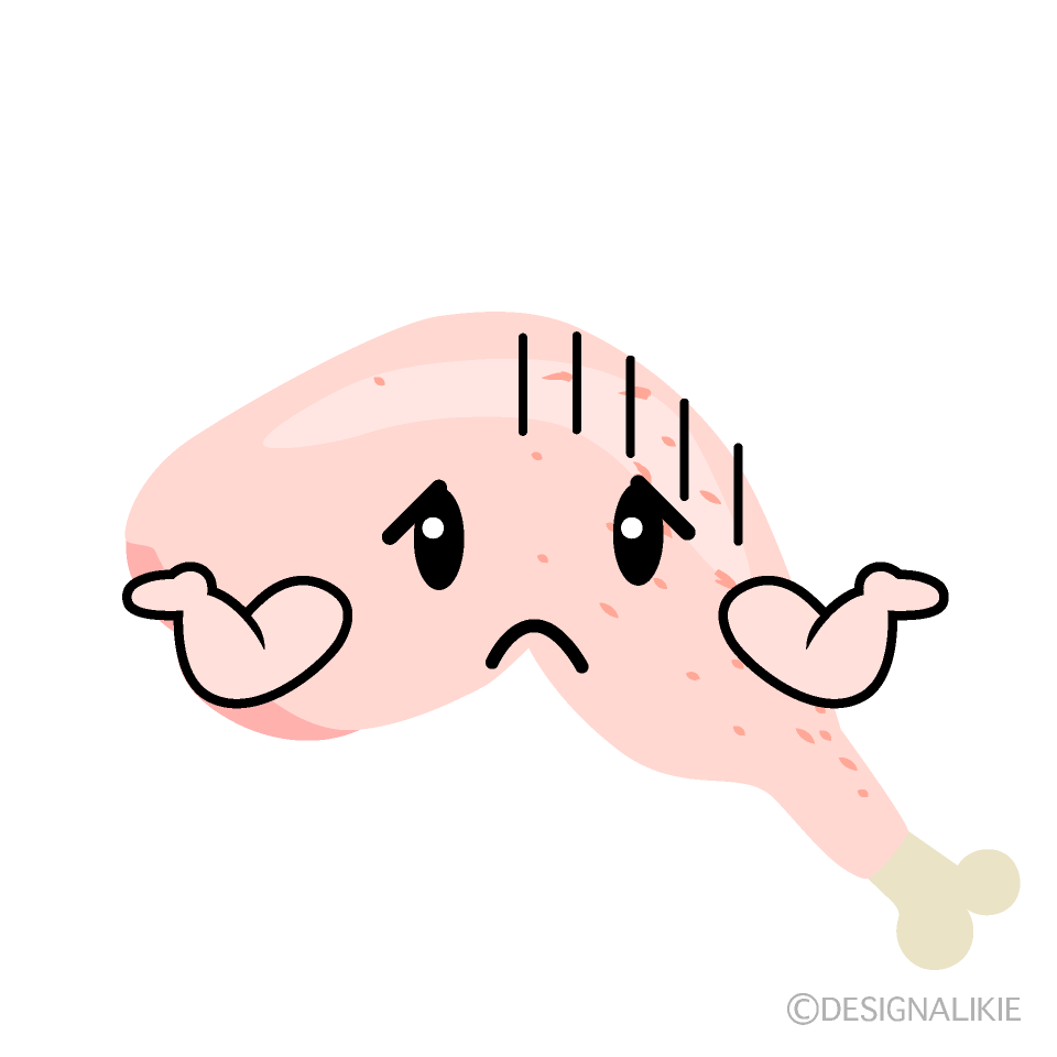 かわいい困る鶏肉イラスト