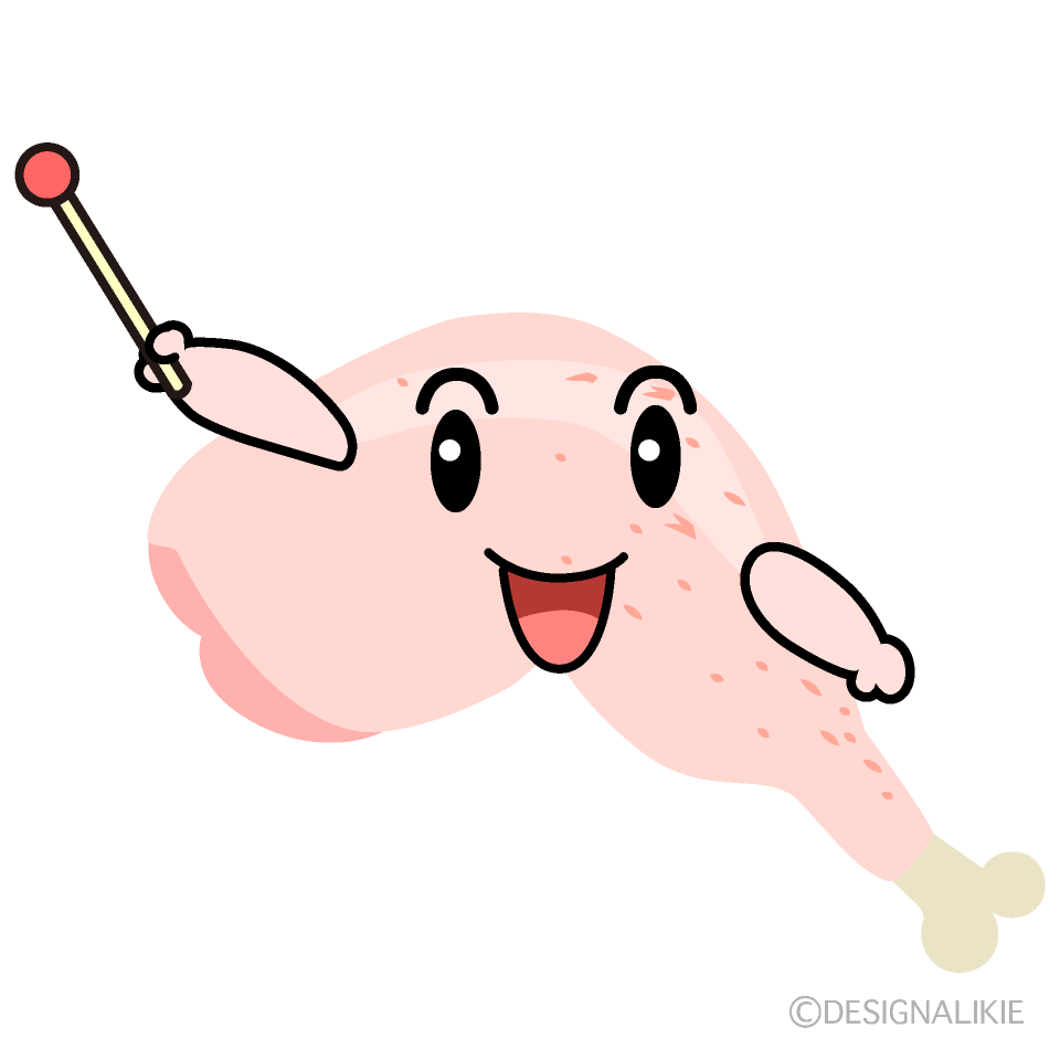 かわいい説明する鶏肉イラスト