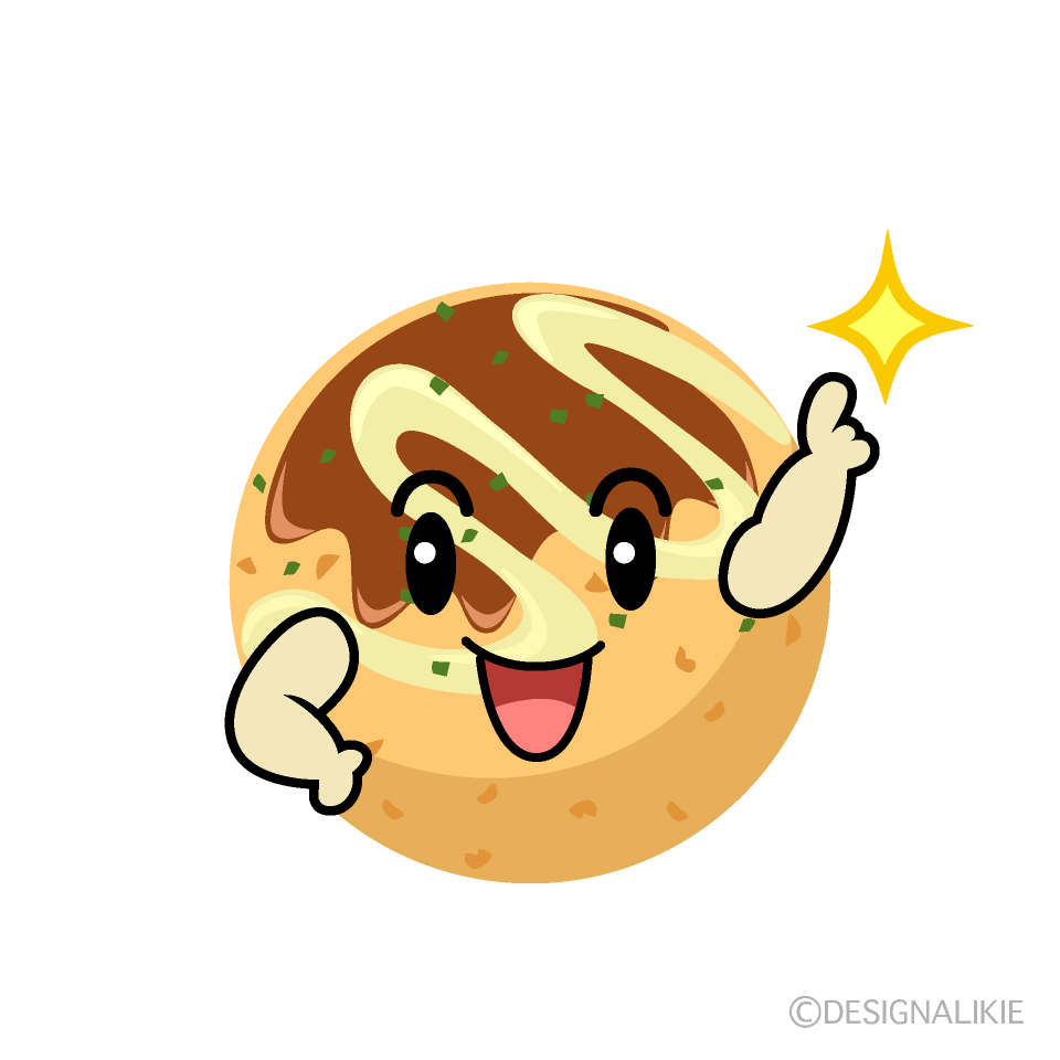 かわいい指差しするたこ焼きイラスト