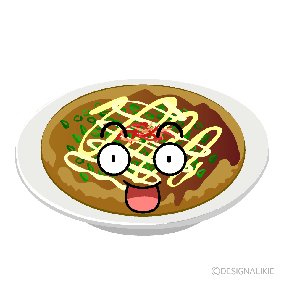 かわいい驚くお好み焼きイラスト