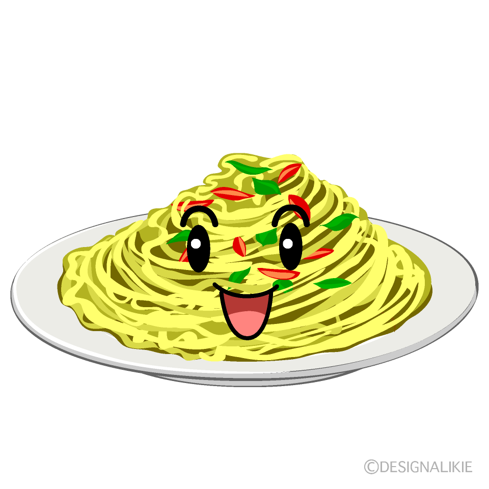 かわいい笑顔のパスタイラスト