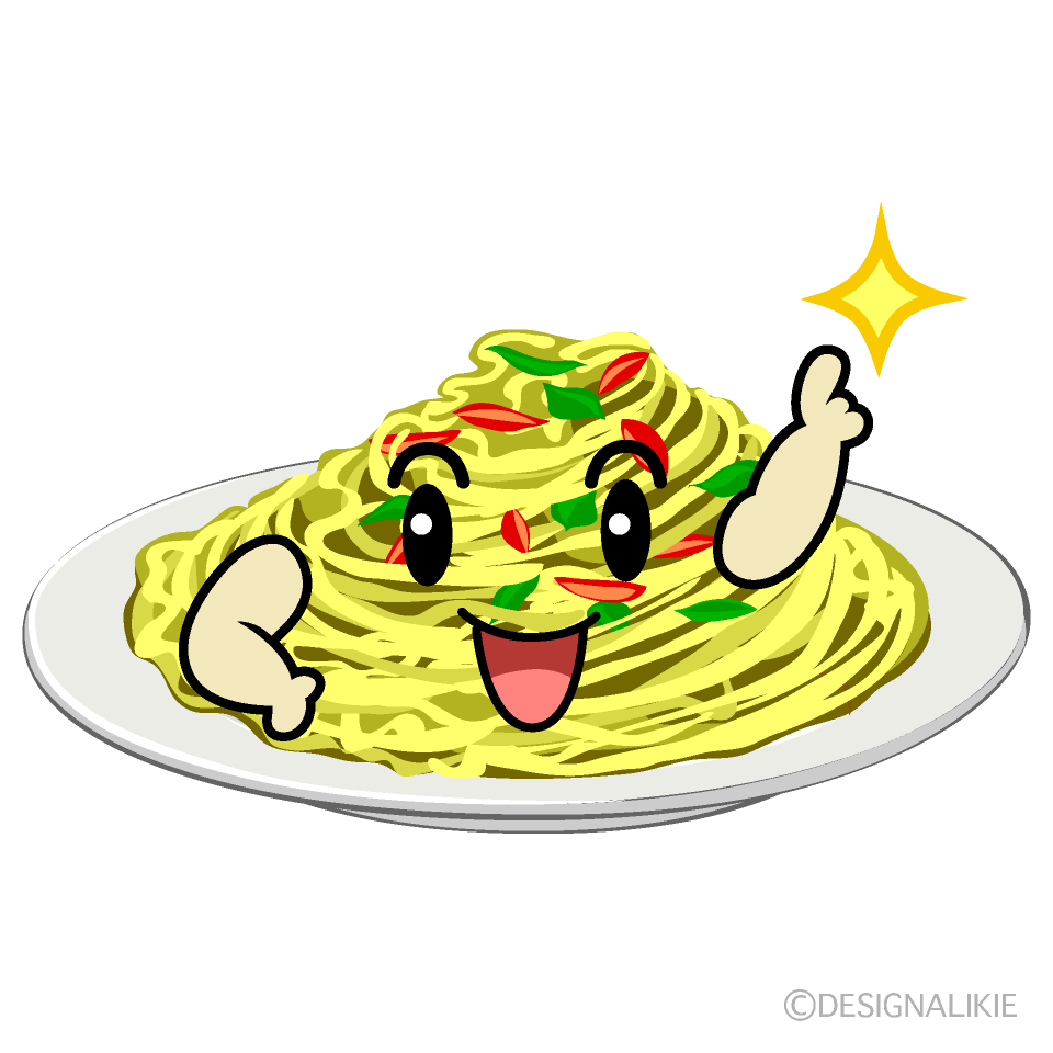 かわいい指差しするパスタイラスト