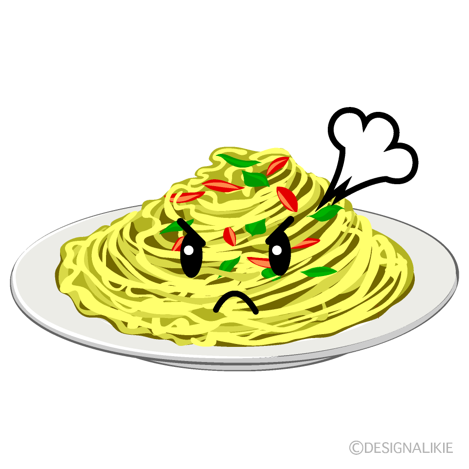 かわいい怒るパスタイラスト