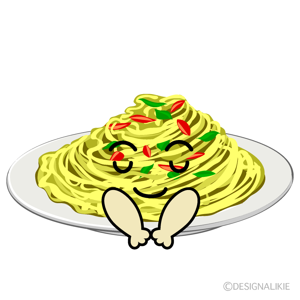 かわいいお辞儀するパスタイラスト