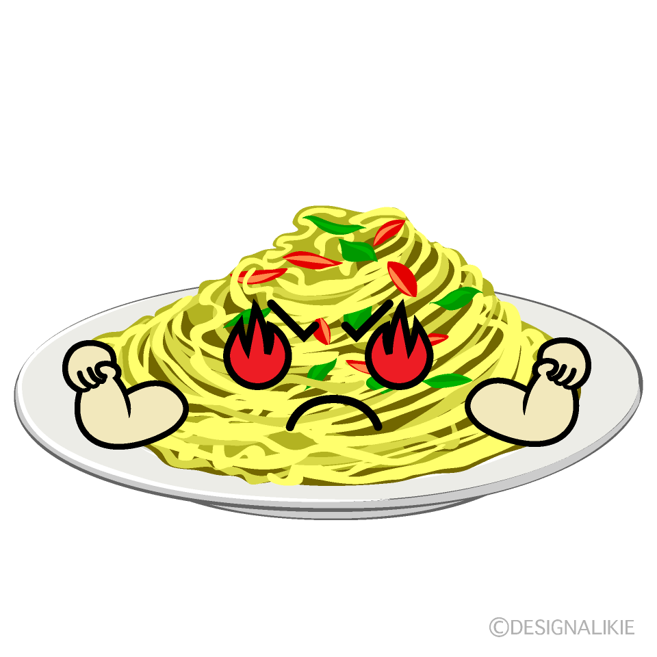 かわいい燃えるパスタイラスト