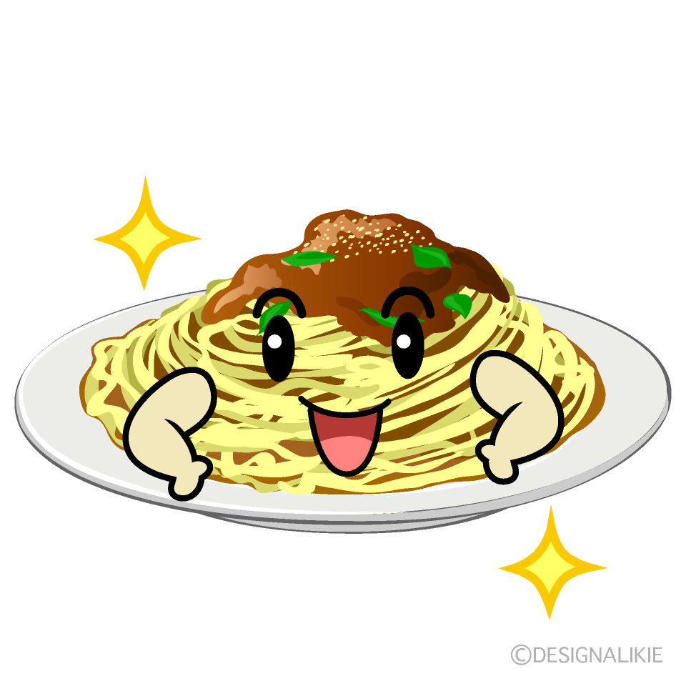 かわいいポーズするスパゲッティイラスト