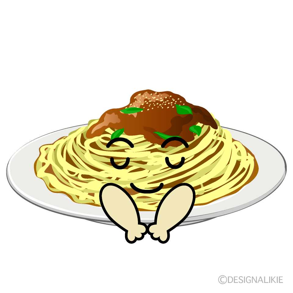 かわいいお辞儀するスパゲッティイラスト