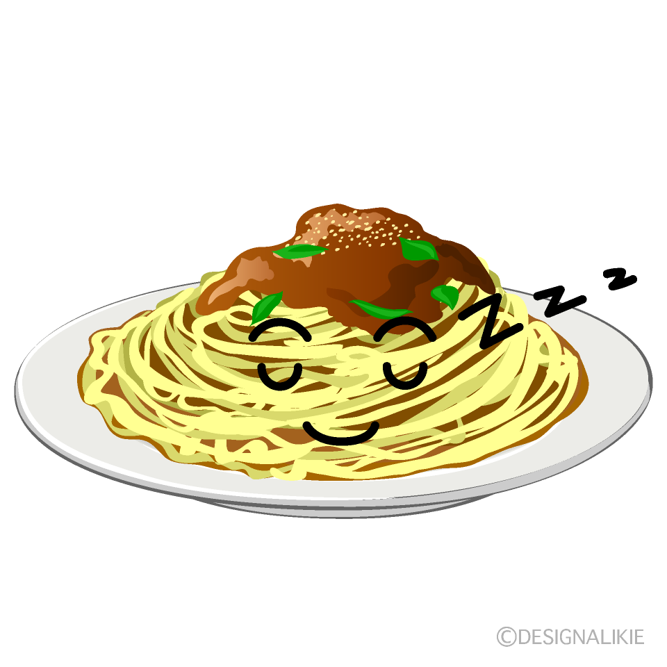 かわいい寝るスパゲッティイラスト