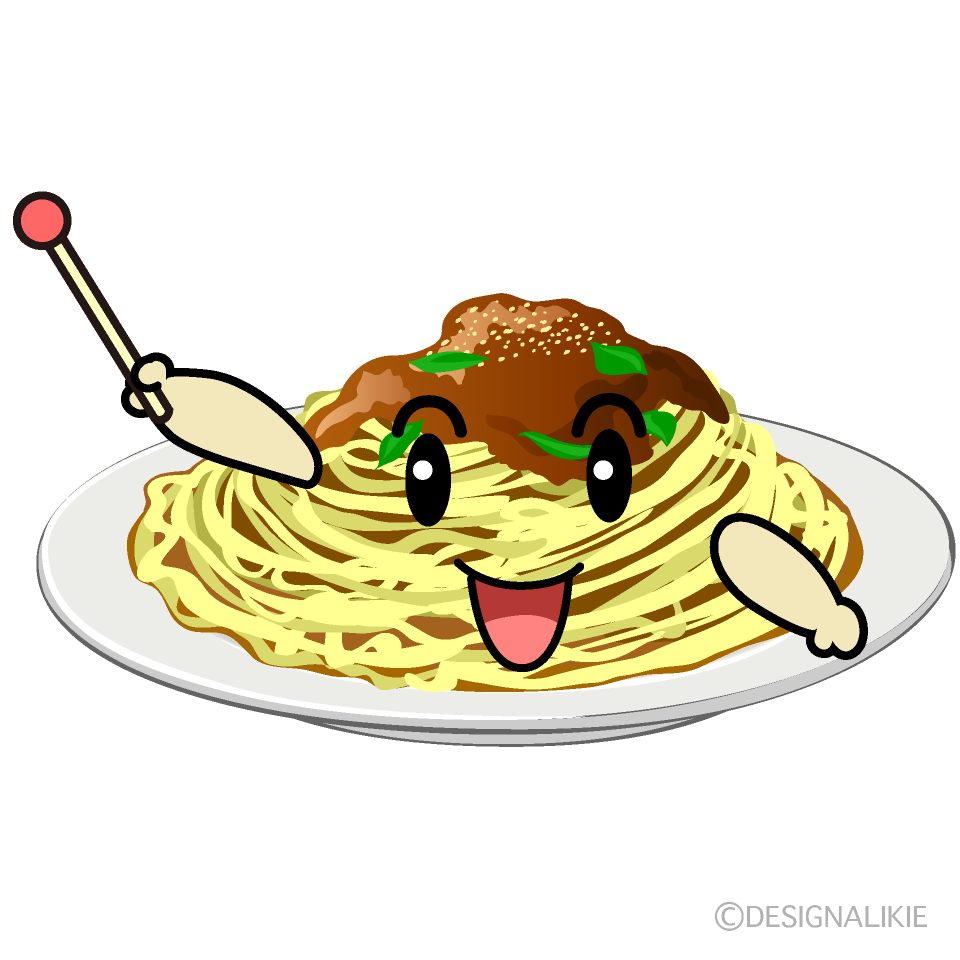 かわいい説明するスパゲッティイラスト