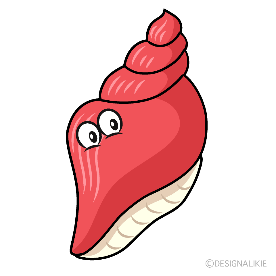 かわいい赤巻貝イラスト