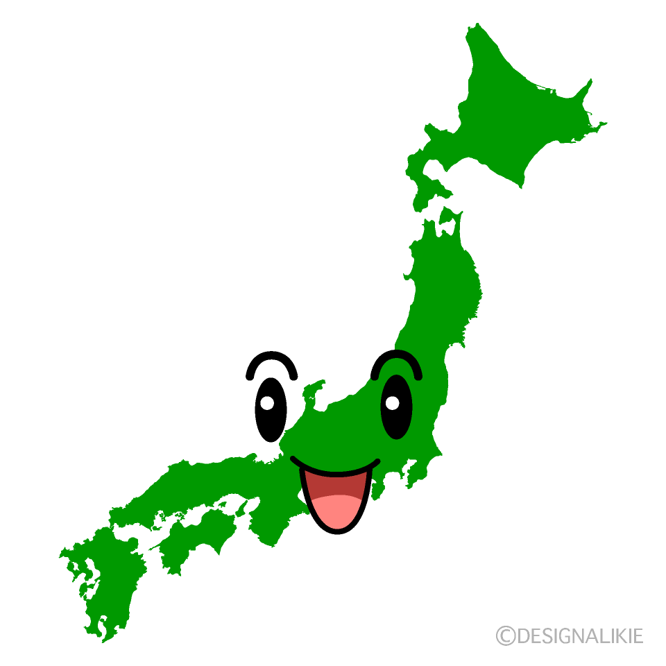 かわいい笑顔の日本地図イラスト