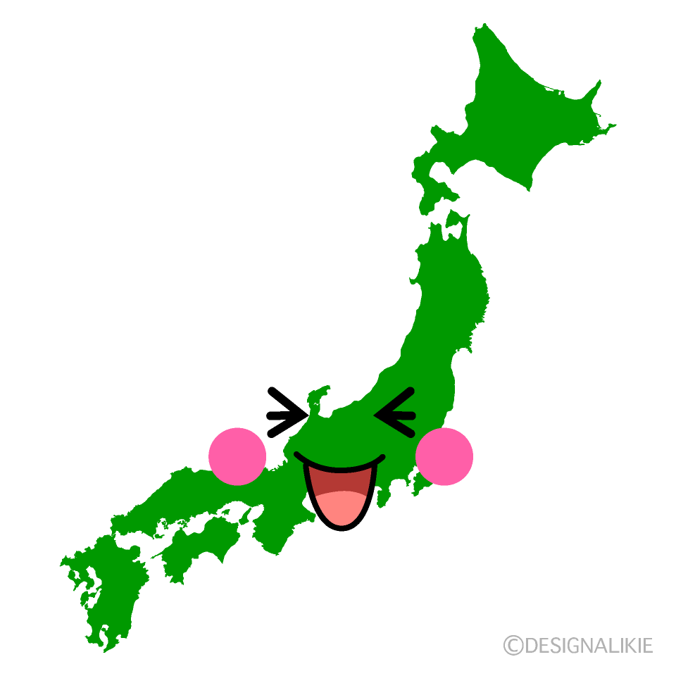 かわいい笑う日本地図イラスト