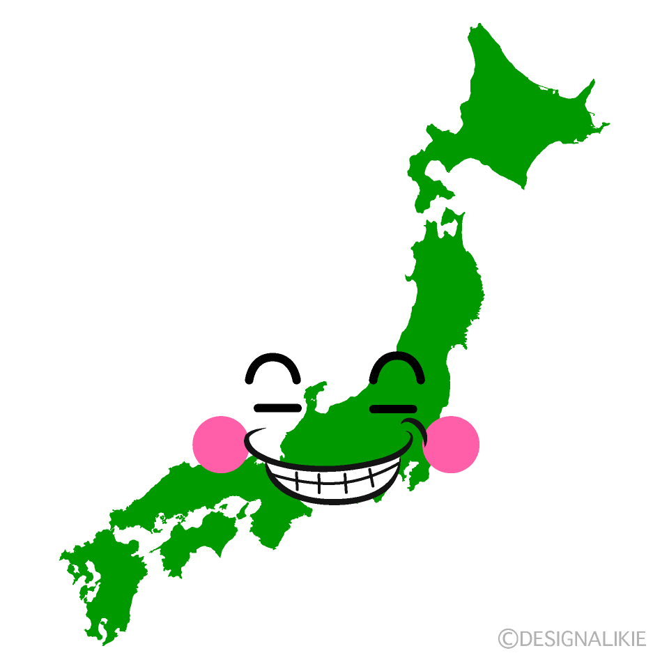 かわいいニヤリとする日本地図イラスト