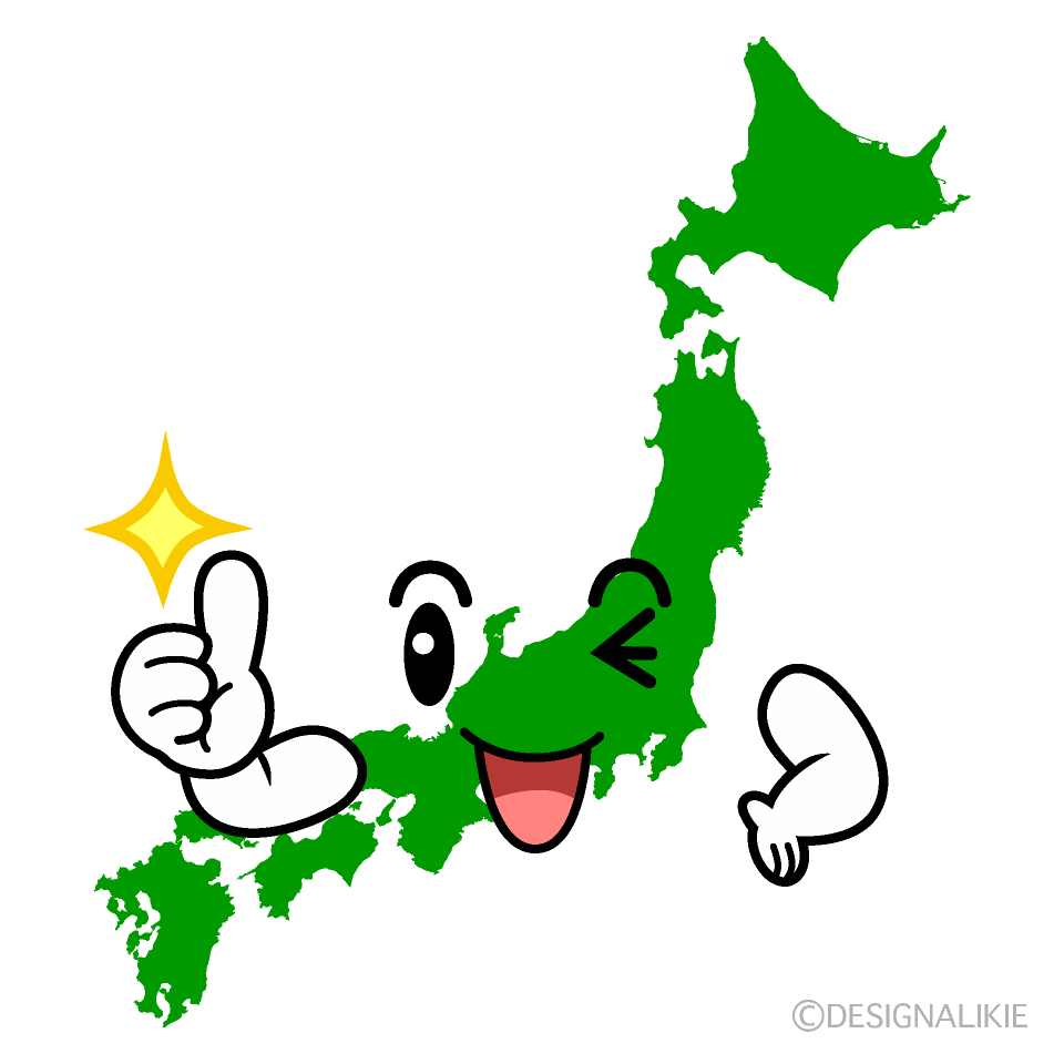 かわいいいいねする日本地図イラスト