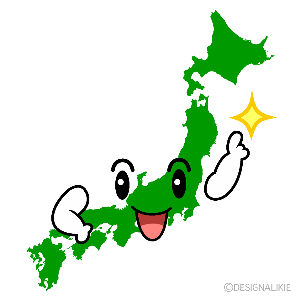 かわいい指差しする日本地図イラスト