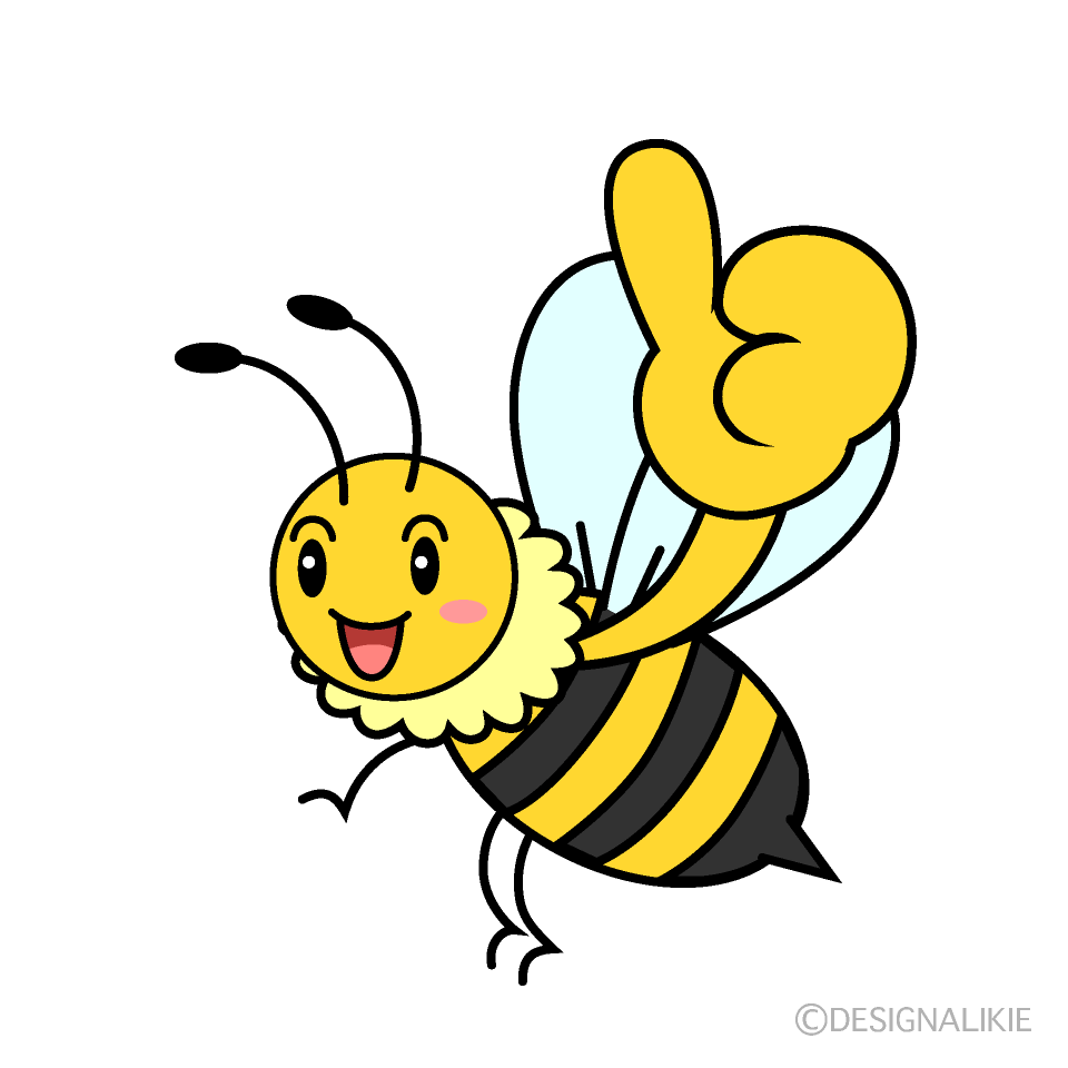 可愛いいいねするミツバチのフリーイラスト素材 Illustcute