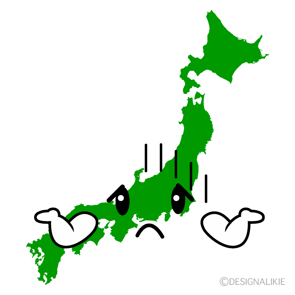 かわいい困る日本地図イラスト