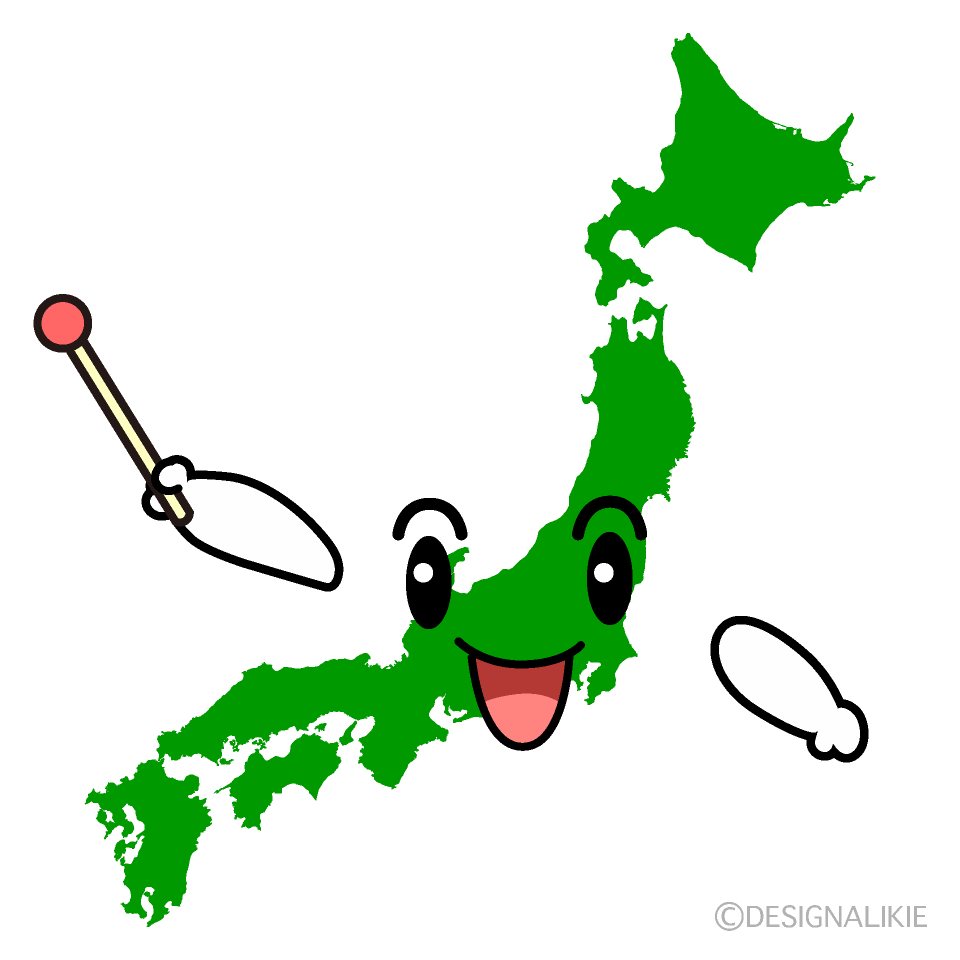 かわいい説明する日本地図イラスト