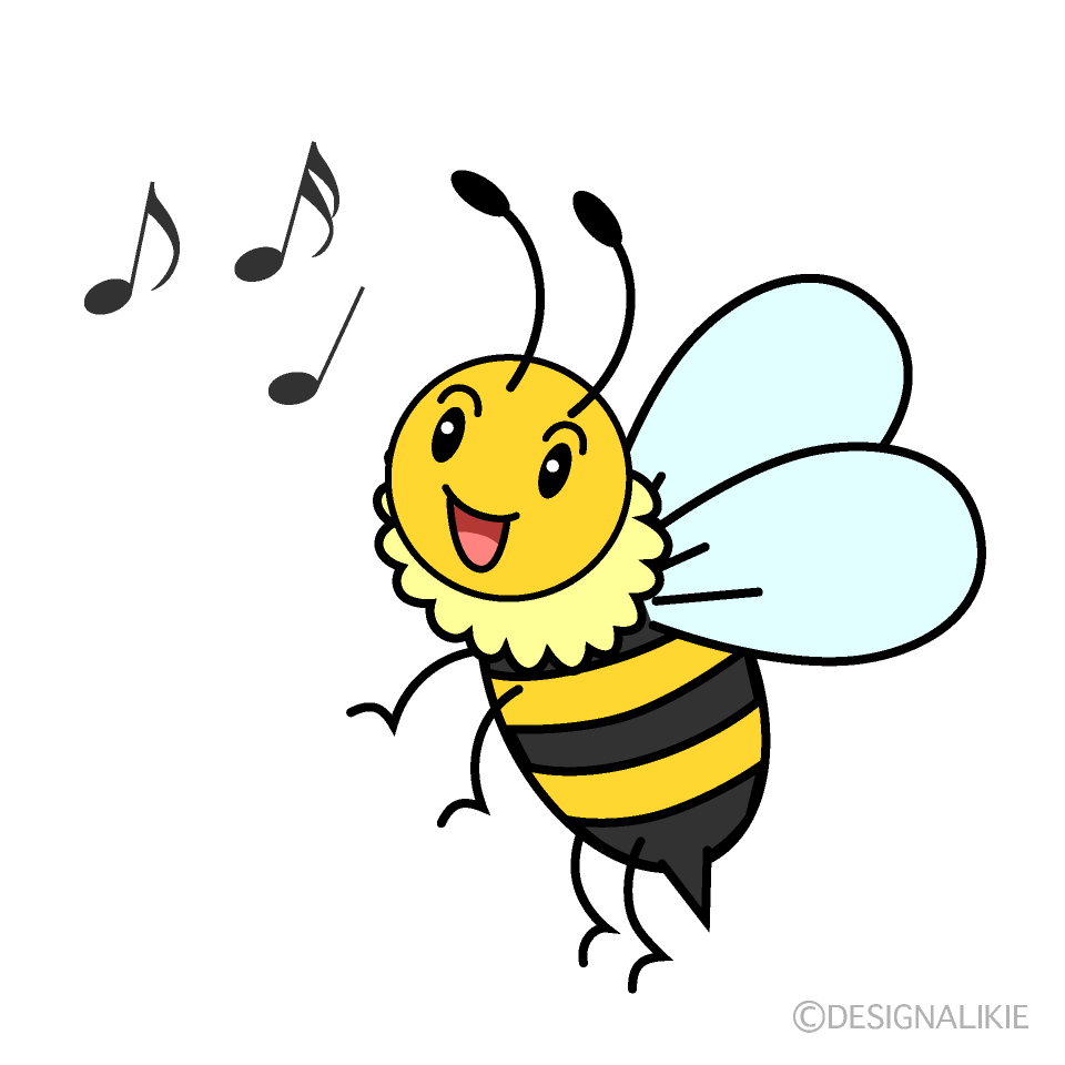かわいい歌うミツバチのイラスト素材 Illustcute