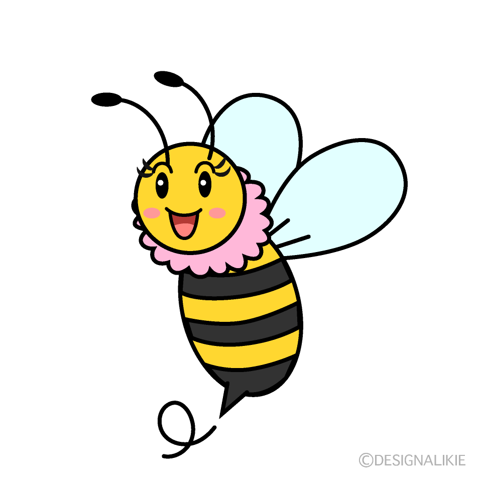 かわいい挨拶する女の子蜂イラスト