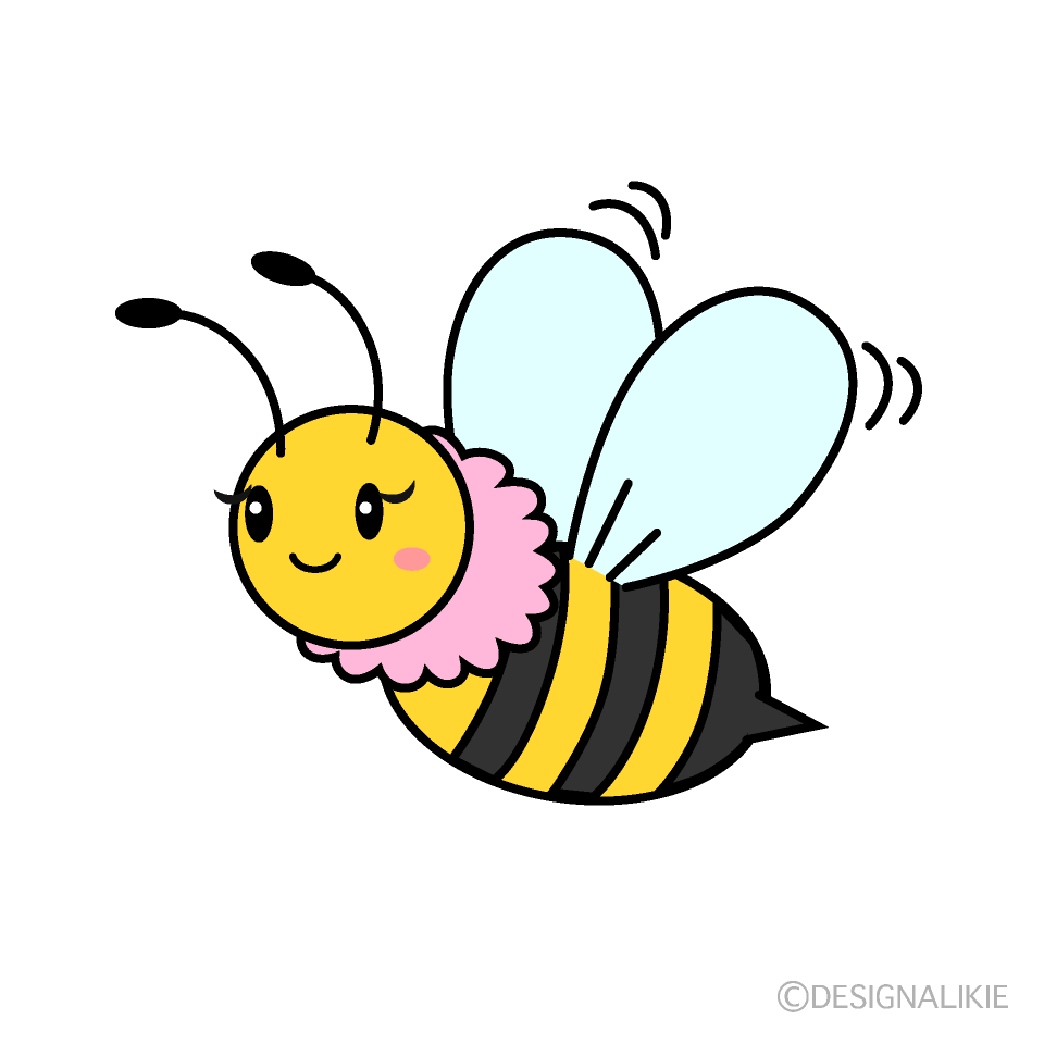 かわいい飛ぶ女の子蜂のイラスト素材 Illustcute