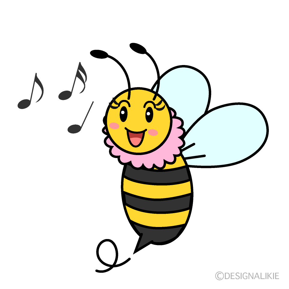 かわいい歌う女の子蜂のイラスト素材 Illustcute