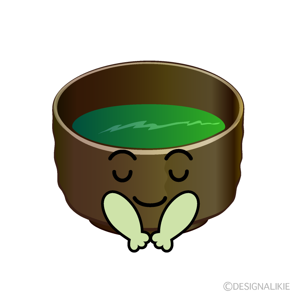 かわいいお辞儀する抹茶イラスト