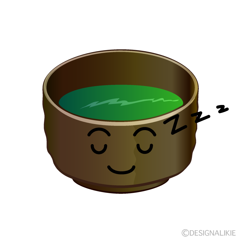 かわいい寝る抹茶イラスト