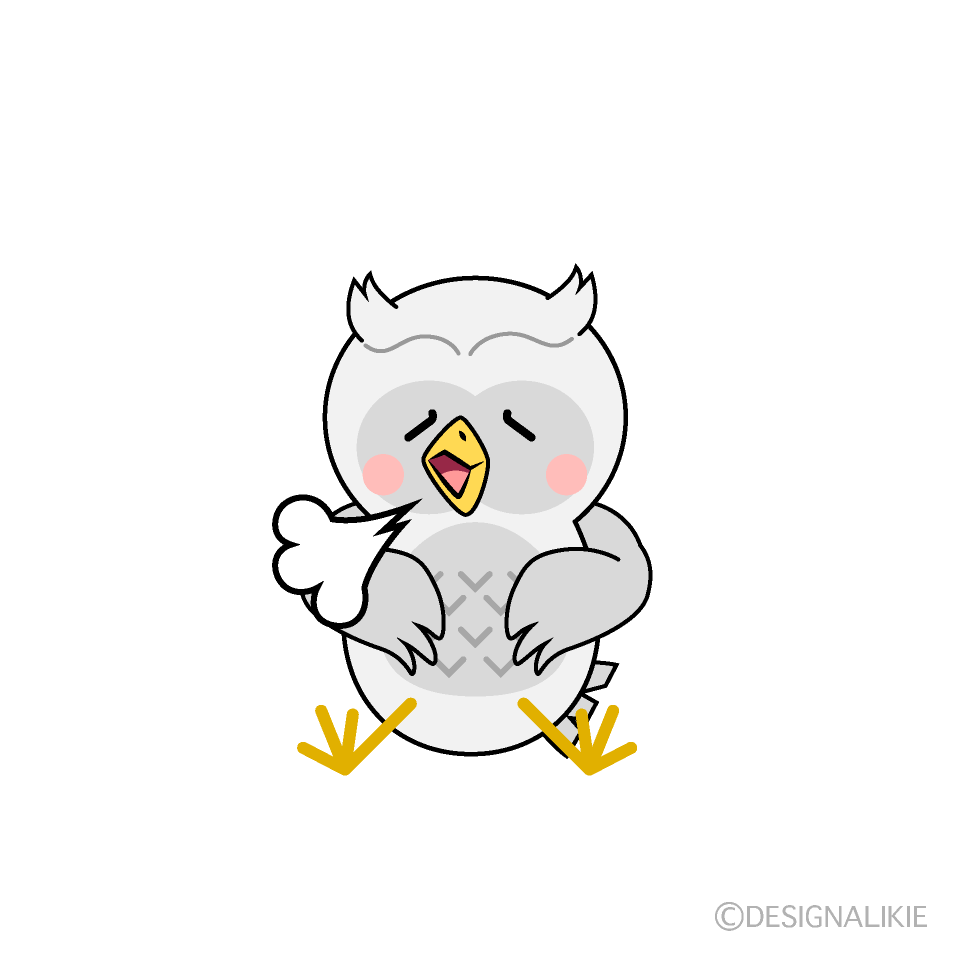 かわいいほっとする白フクロウイラスト