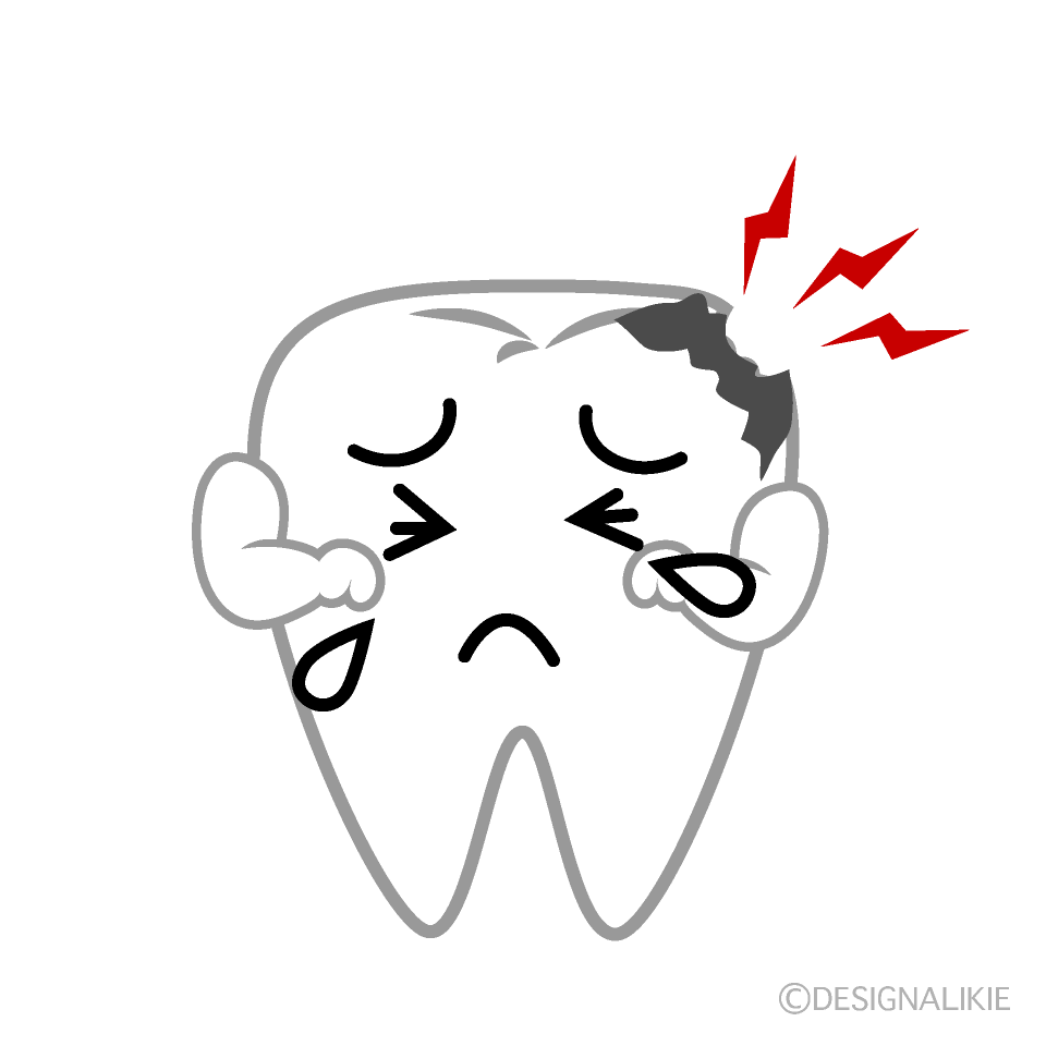 かわいい泣く虫歯のイラスト素材 Illustcute