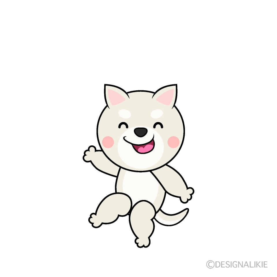 かわいい笑顔の白犬イラスト