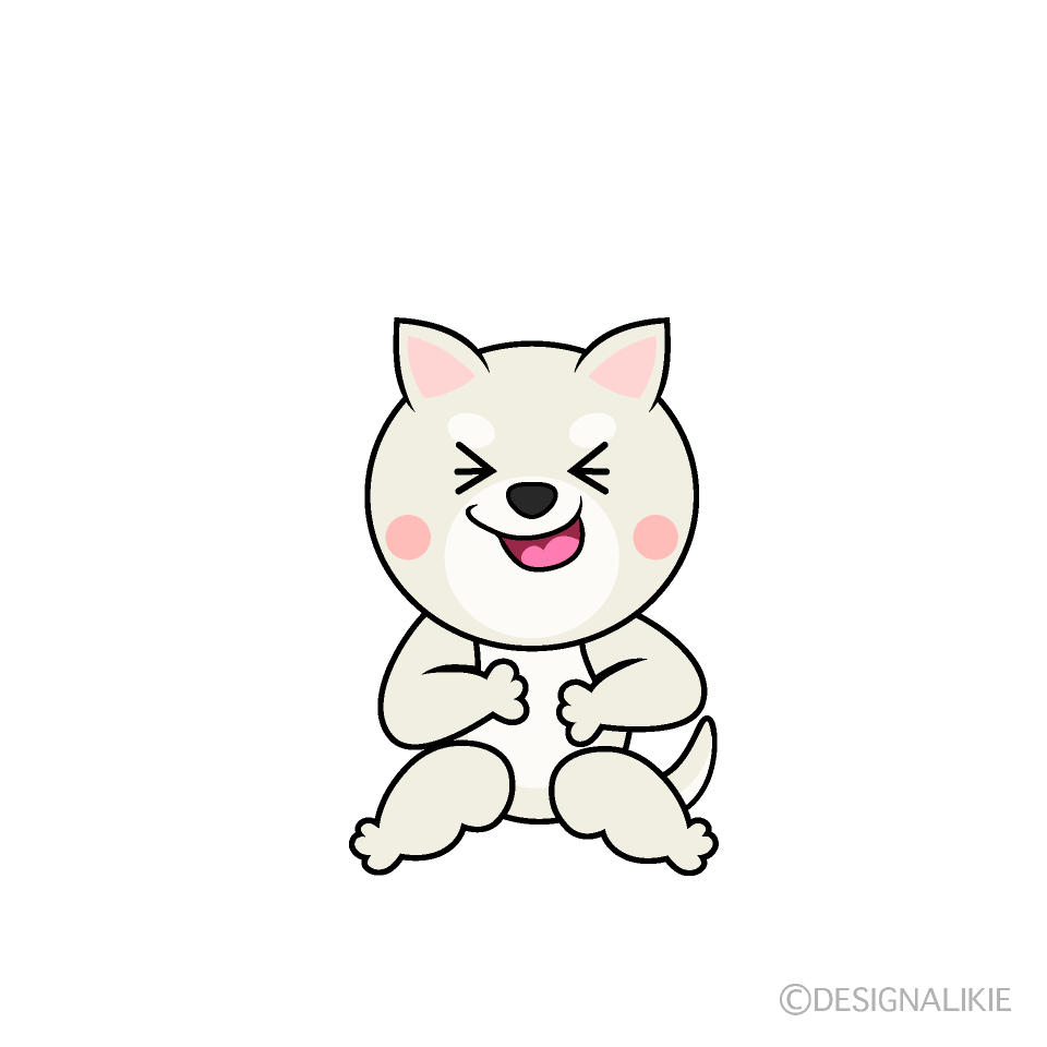 かわいい笑う白犬イラスト