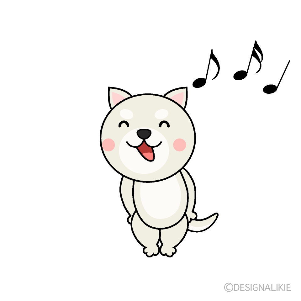 かわいい歌う白犬イラスト