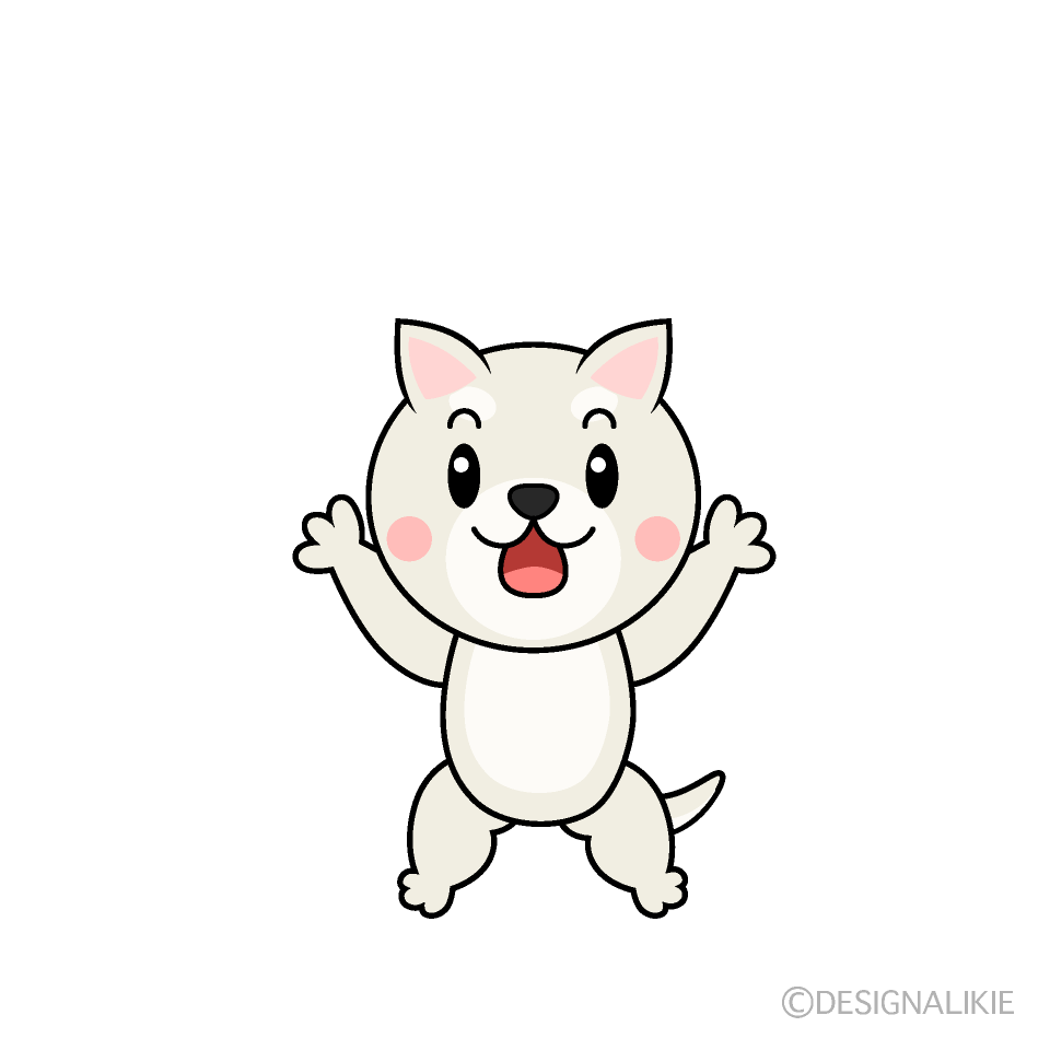 かわいい驚く白犬イラスト