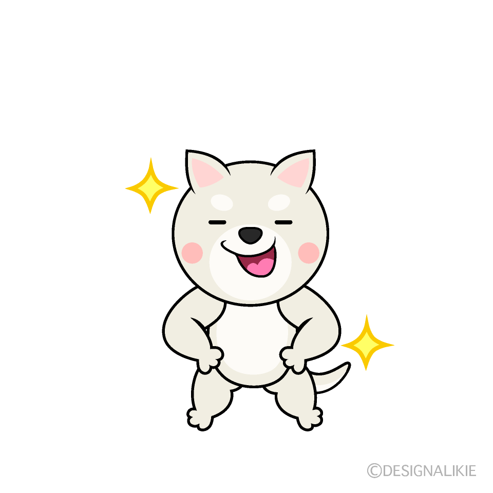 かわいいポーズする白犬イラスト