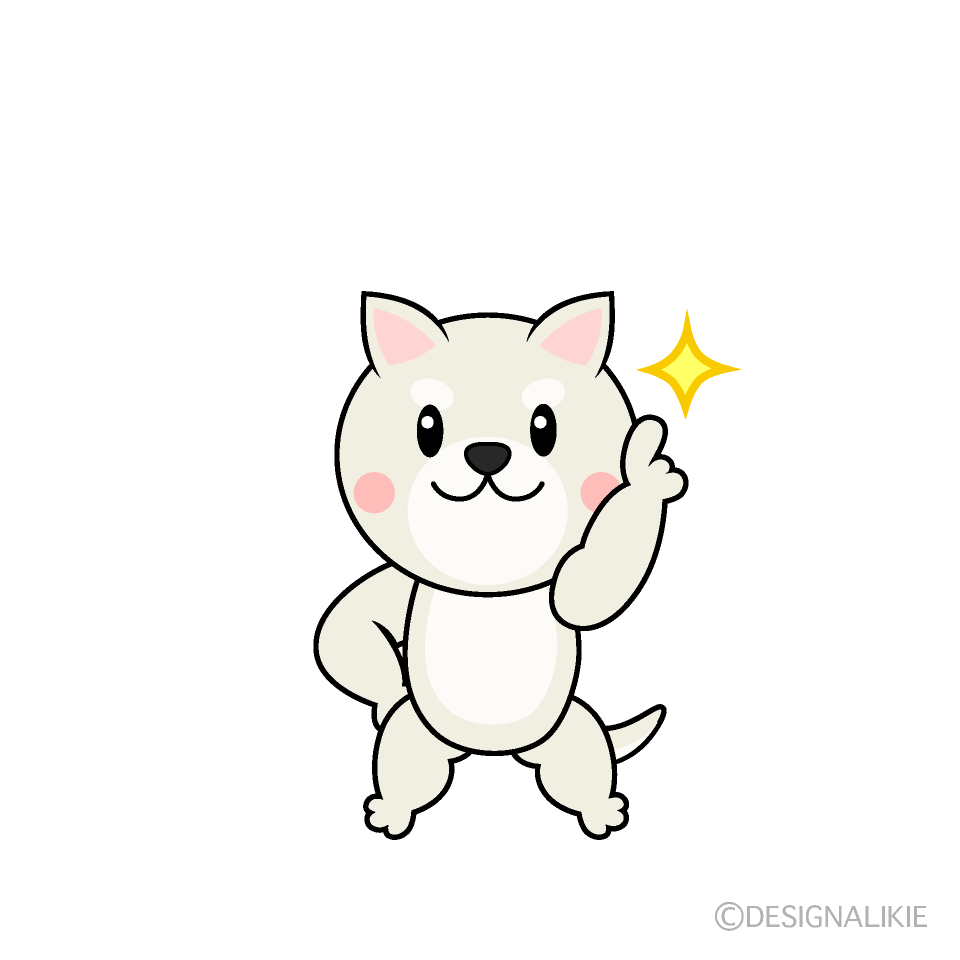 かわいい指差しする白犬イラスト