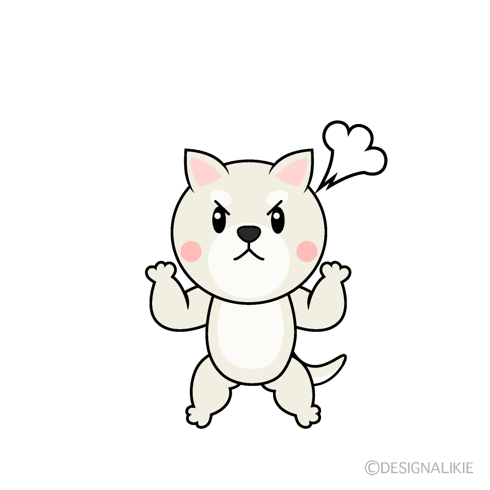 かわいい怒る白犬イラスト